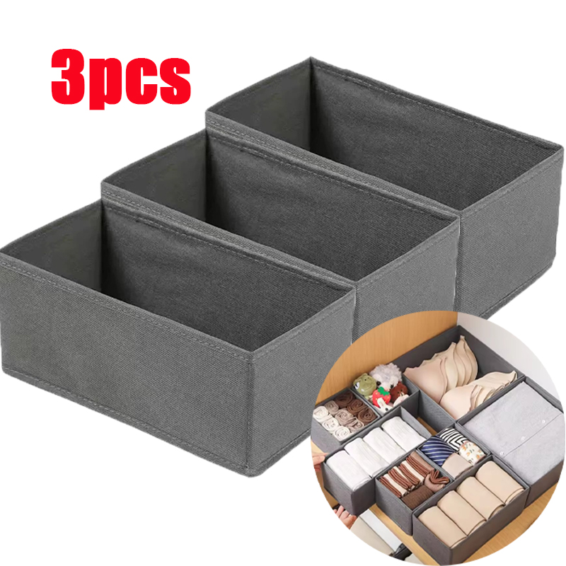Sock Organizer Tray - 3-teilige Unterwäsche-Aufbewahrungsbox aus Stoff, Schubladen-Organizer für