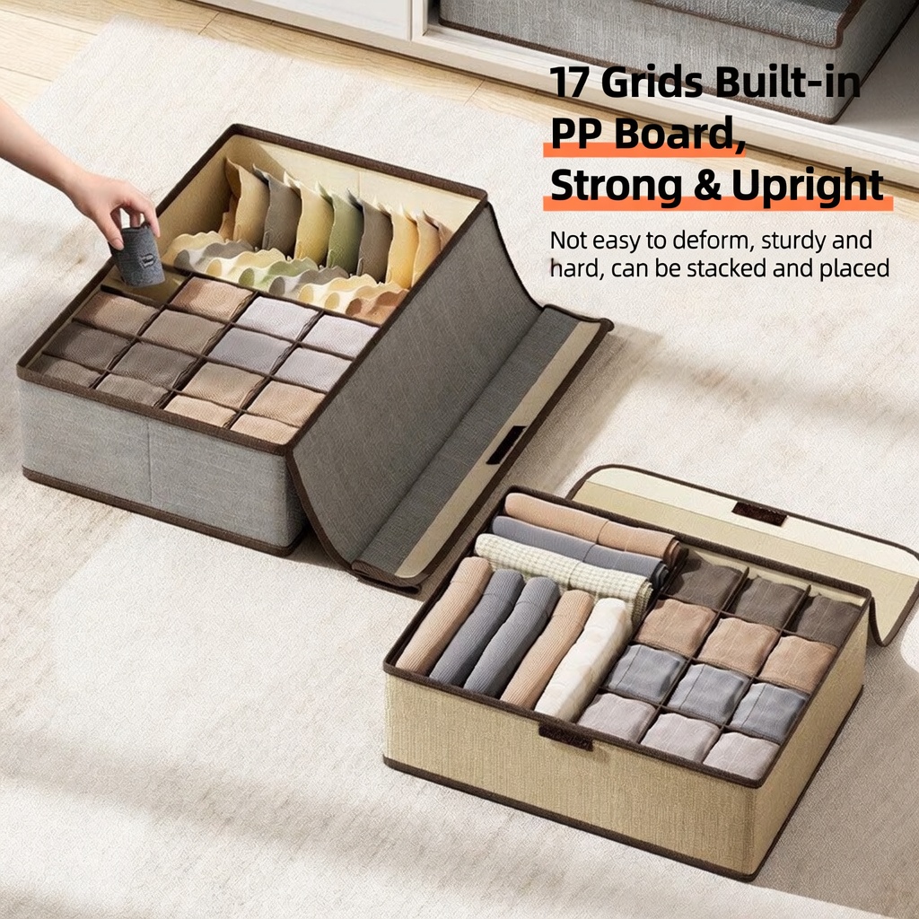 Sock Organizer Tray - 3-in-1 Schubladen-Unterwäsche-Organizer Faltbare Aufbewahrungsbox mit Fächern